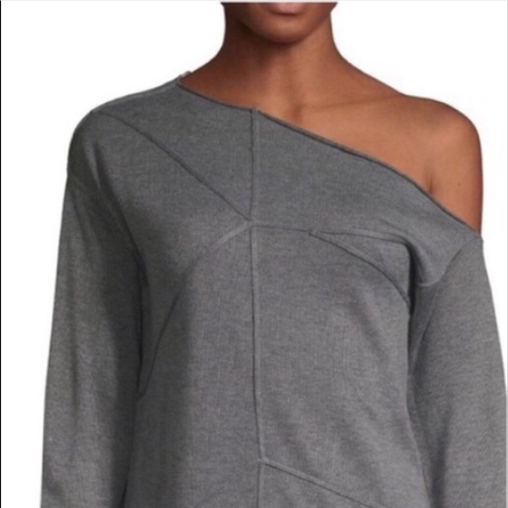 Prins One Shoulder Grey Sweater, Size Medium, New